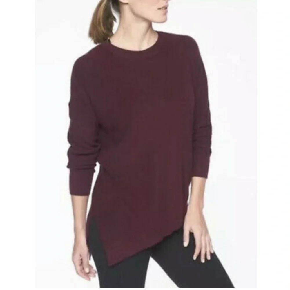 ATHLETA Rest Day Asym Hem Crewneck Sweater Silk XS